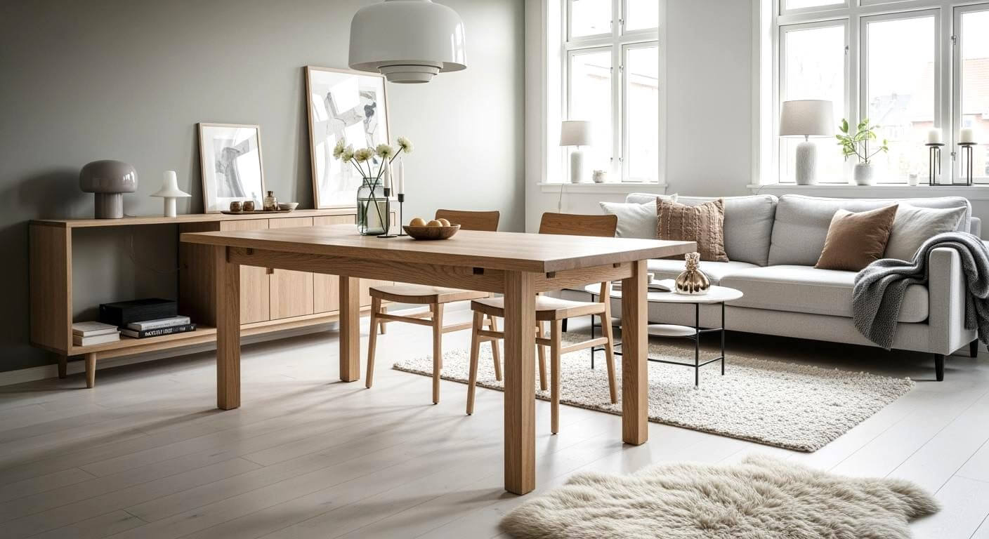 wooden oak plank table