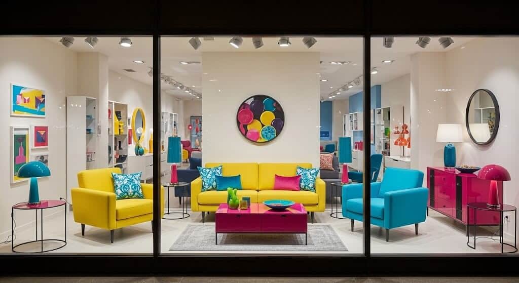 front of a furniture store