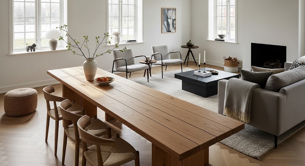 wooden furniture used in interior design for modern homes